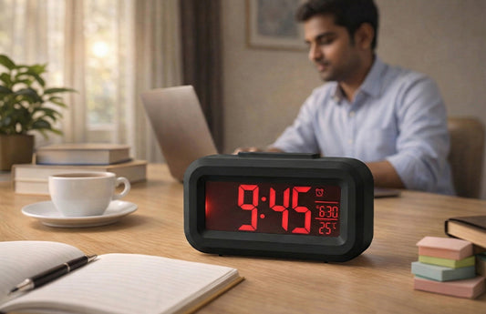 Digital Alarm Clock Battery Operated Only, 4pcs AA Batteries Keep Cordless Clock Running More Than 1 Year, 4" Red LED Jumbo Display, for Bedroom, Kids, Travel, Bedside, Shelf