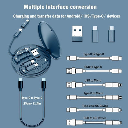 8-in-1 Fast Charge Cable Kit – USB-C, Lightning & Micro + Compact Travel Box